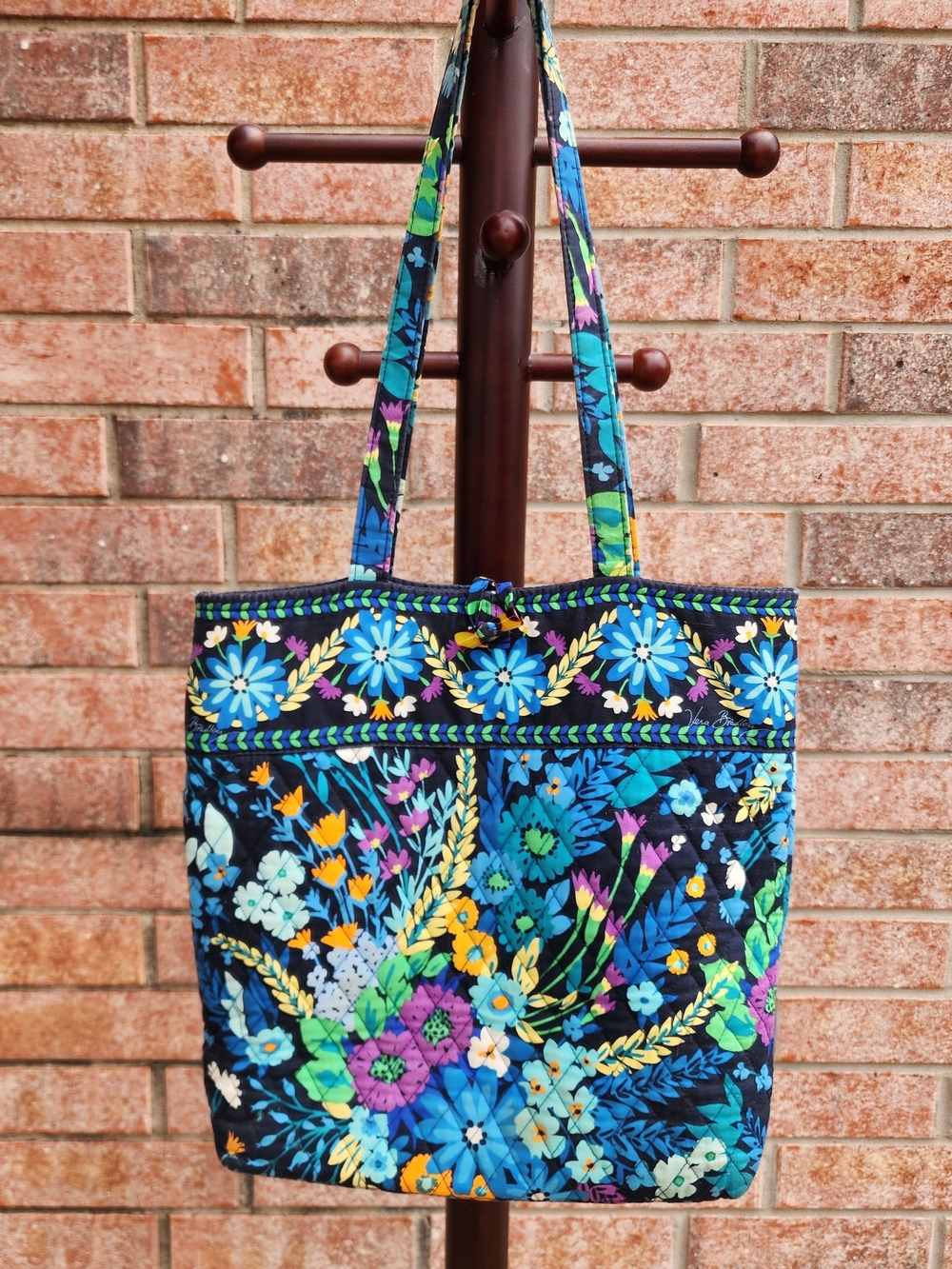 Vera Bradley Retired Midnight Blues Quilted Cotton Tote Shoulder Bag